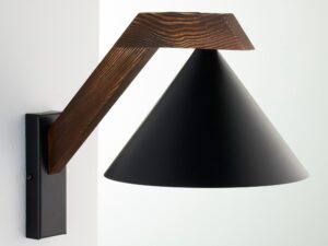 Miniaturka 4 - Kinkiet Deco czarny z drewnianym ramieniem na ścianie