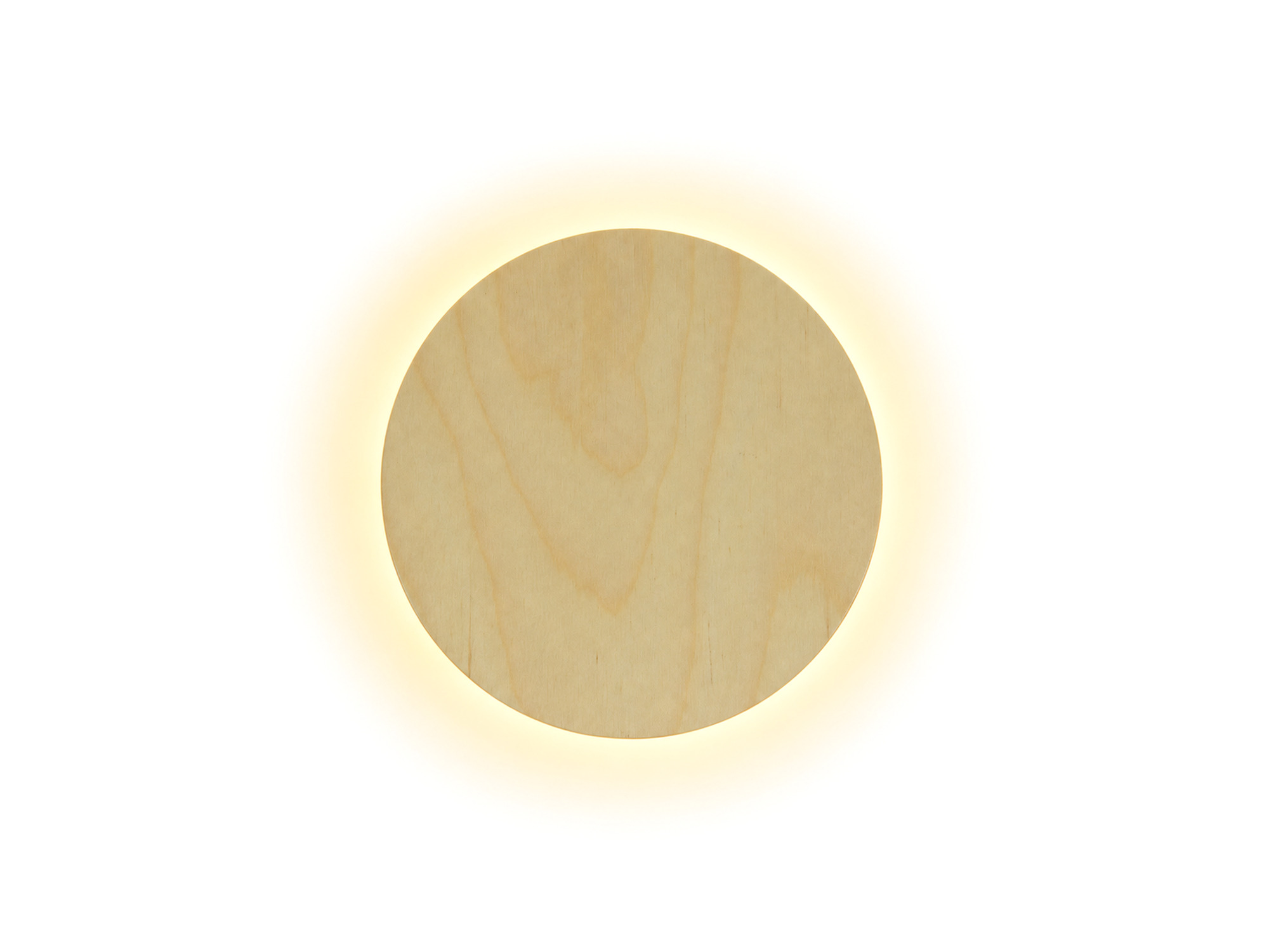 Kinkiet Drop LED Wood okrągły z podświetleniem 4 W – brzoza na białym tle