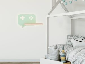 Miniaturka 7 - Miętowy kinkiet dziecięcy LED z półką, dodatkowy widok