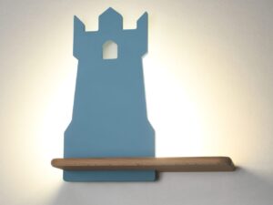 Miniaturka 6 - Aranżacja z niebieską lampką dziecięcą LED z półką i podświetlonym zamkiem