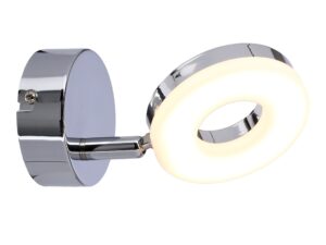 Miniaturka 2 - Kinkiet Emivia w chromie z podświetlonym regulowanym pierścieniem LED – ujęcie boczne