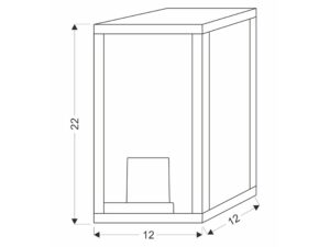 Miniaturka 1 - Rysunek wymiarowy kinkietu Emovio 22 na 12 na 12 cm.