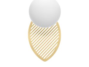Miniaturka 2 - Kinkiet FYLLO B z mosiężnym liściem i białą maskownicą na białym tle