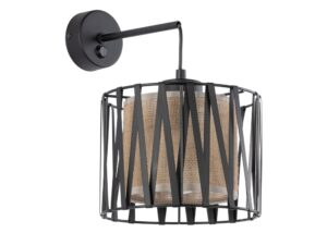 Miniaturka 4 - Kinkiet Harmony Nature z ciemnym abażurem z juty na białym tle