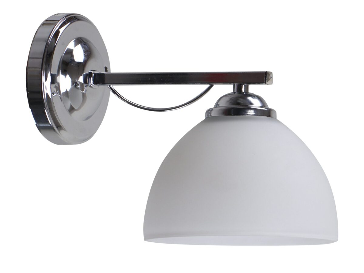 Kinkiet Helamia E27 24 cm chromowany z białym kloszem