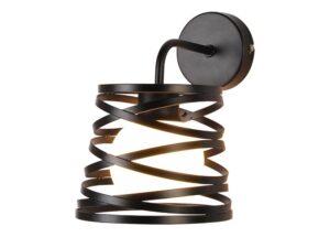 Miniaturka 2 - Kinkiet Helivina czarny spiralny metalowy klosz z białym szkłem na białym tle