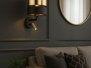 Miniaturka 1 - Kinkiet Hilton czarno-złoty – aranżacja ścienna