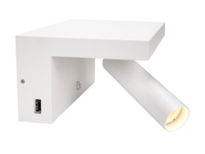 Miniaturka 5 - Biały kinkiet Karpo Bedside LED z gniazdami USB – widok główny
