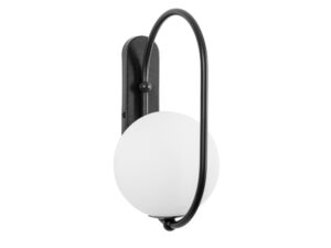 Miniaturka 1 - Czarny kinkiet KOBAN D z metalową obręczą i mleczną kulą, packshot