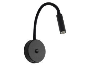 Miniaturka 4 - Czarny kinkiet Lagos USB z elastycznym ramieniem na białym tle