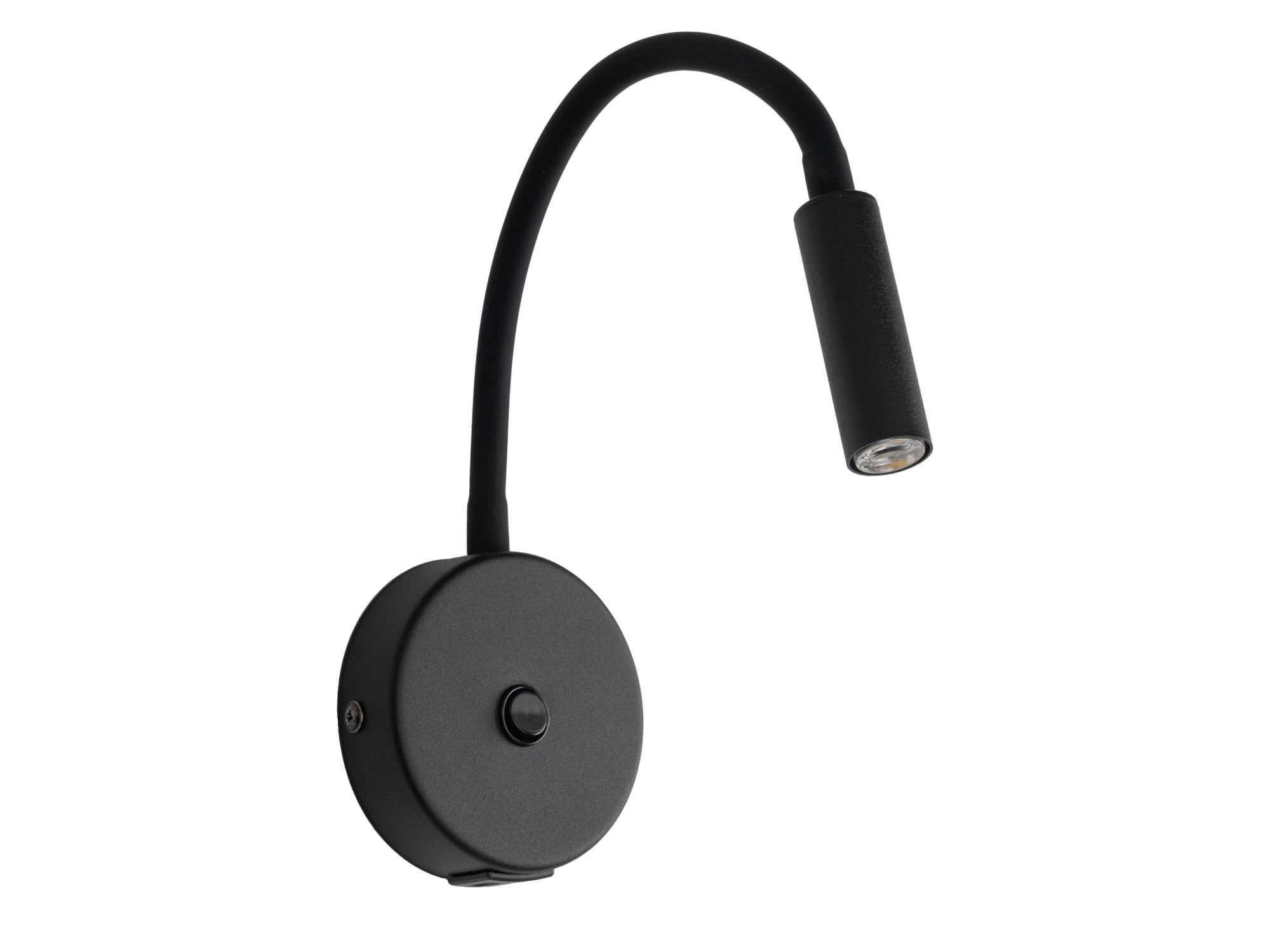 Czarny kinkiet Lagos USB z elastycznym ramieniem na białym tle