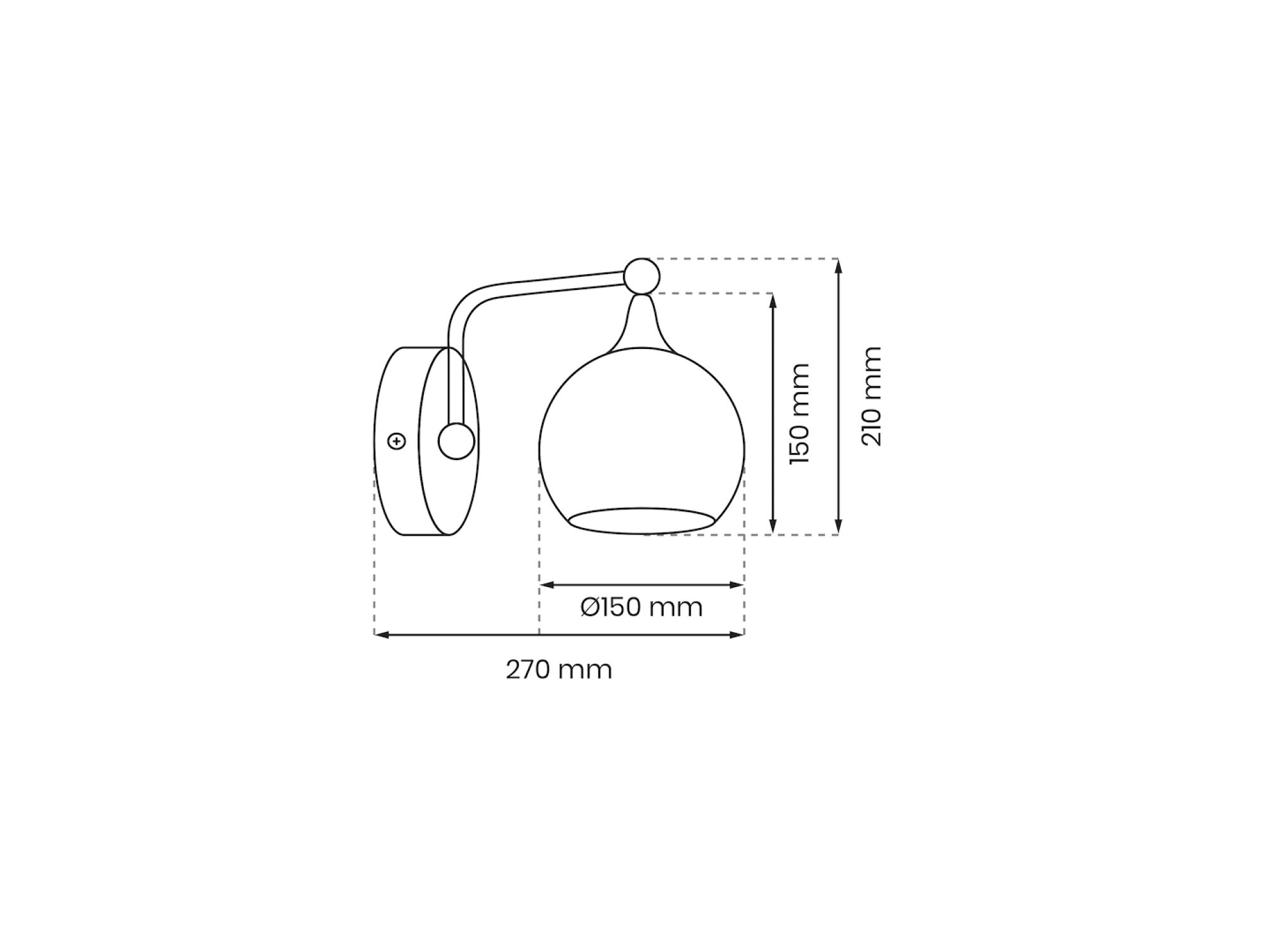 Kinkiet Laralo E27 z kulistym kloszem 27 cm – zdjęcie 5