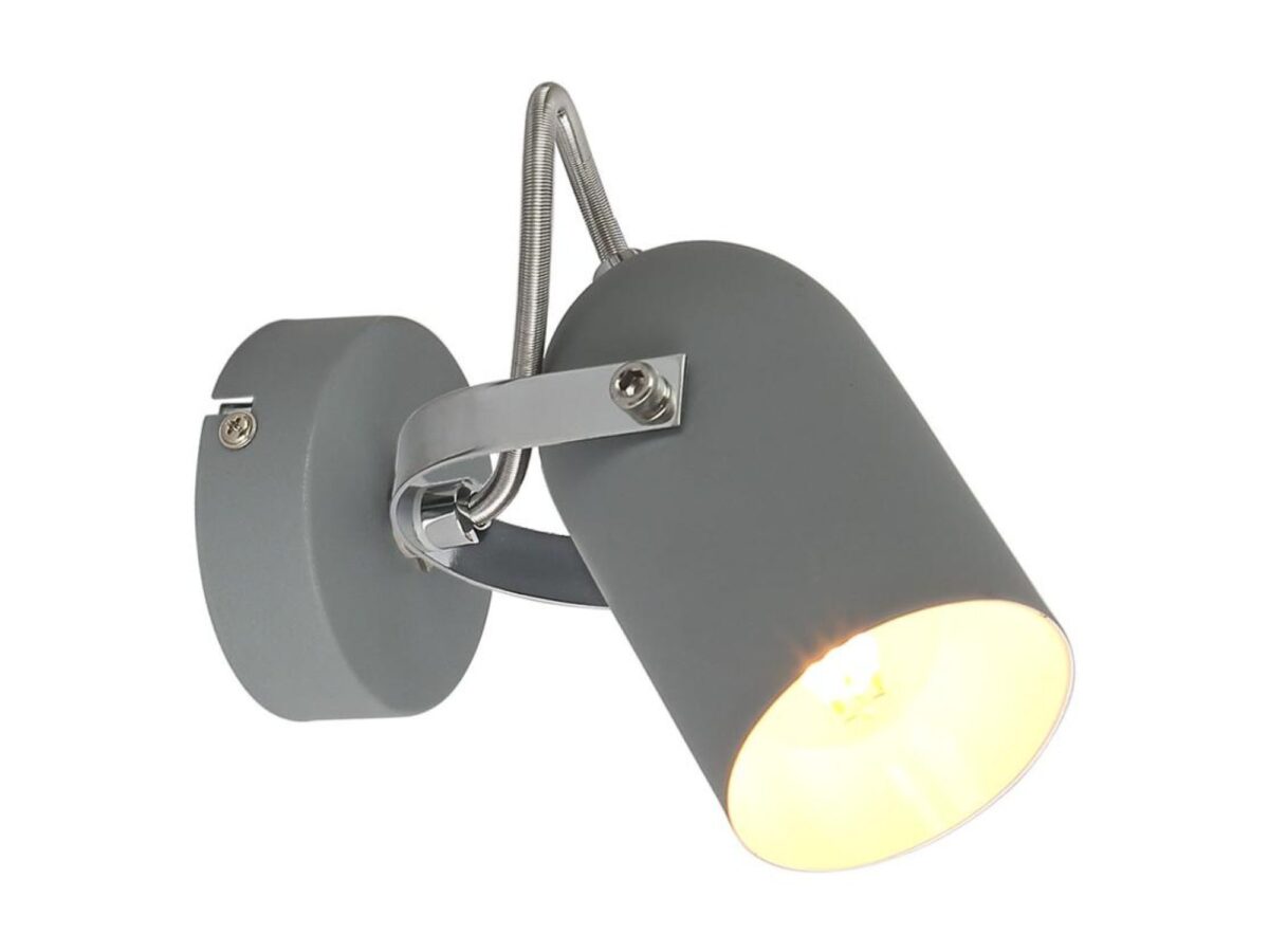 Kinkiet Leveto E14 szary z regulowanym metalowym kloszem