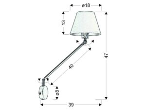Miniaturka 2 - Rysunek wymiarowy kinkietu Linemano 47 na 39 cm