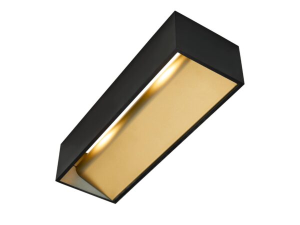 Kinkiet Logs In L LED czarno-złoty – prostokątna oprawa ścienna 30 cm