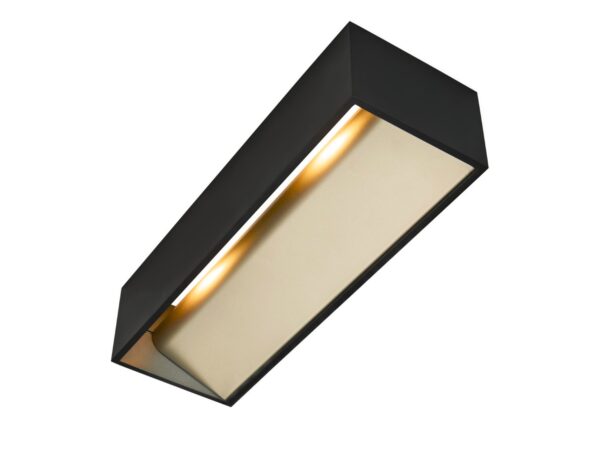 Kinkiet Logs In L LED czarno-złoty na białym tle