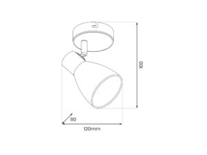 Miniaturka 4 - Kinkiet Lorisora rysunek techniczny szerokość 12 cm wysokość 10 cm i głębokość 8 cm