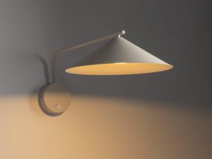 Miniaturka 1 - Kaszmirowy kinkiet Lume M z szerokim stożkowym kloszem w aranżacji wnętrza