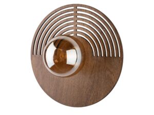 Miniaturka 2 - Kinkiet Lunar Wood 30 cm w kolorze dębowym z białym szklanym kloszem na białym tle