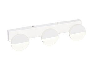 Miniaturka 3 - Kinkiet Meledia biały z trzema okrągłymi modułami LED na poziomej listwie