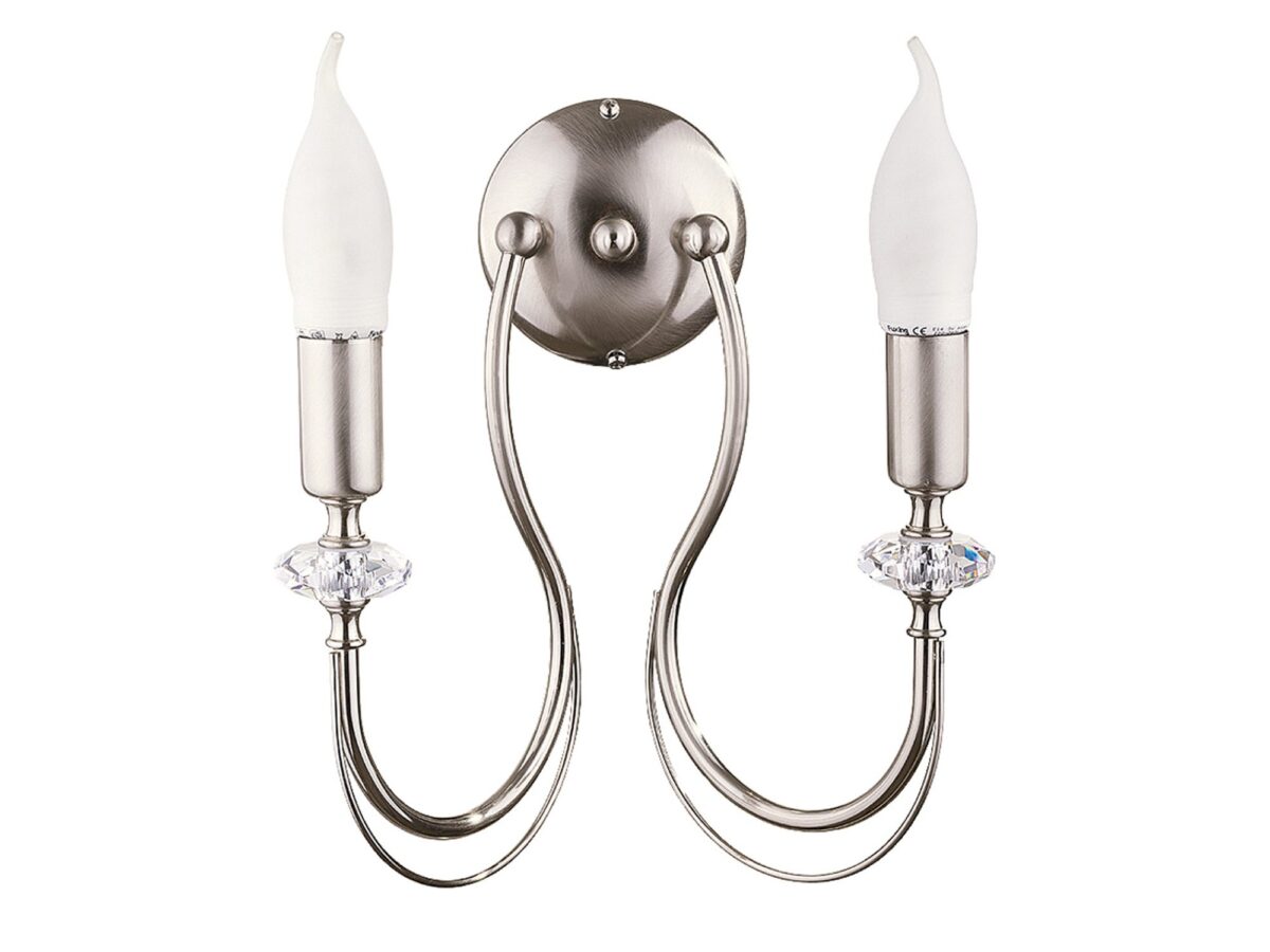 Kinkiet Melody 26 cm – nikiel, 2 punkty światła