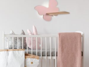 Miniaturka 9 - Różowy kinkiet motyl LED w aranżacji pokoju dziecięcego