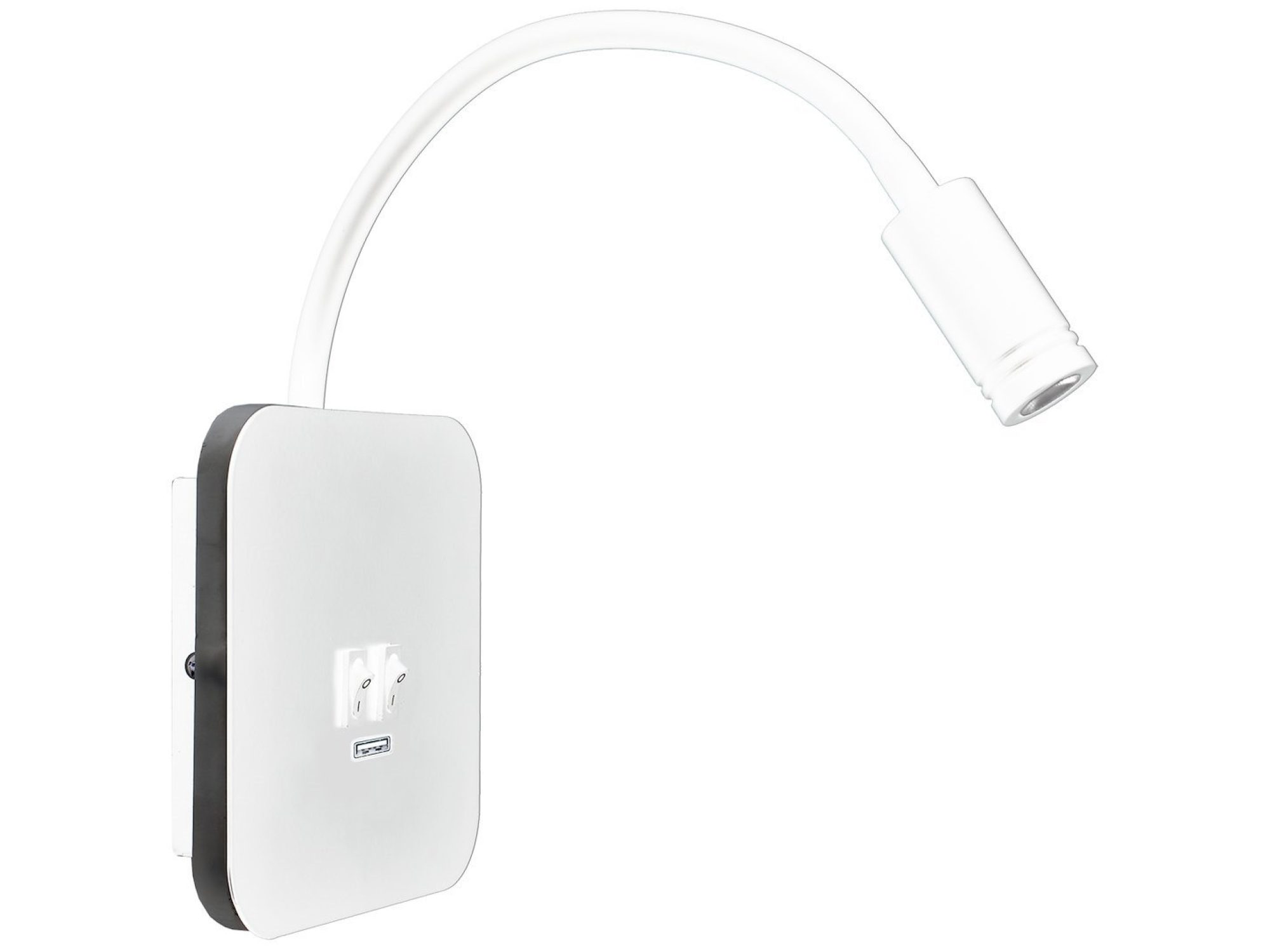 Kinkiet Neridona biały 14 cm z kwadratową podstawą i USB