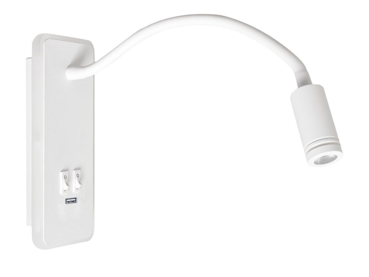 Kinkiet LED Neridona z USB 20 cm biały lub czarny