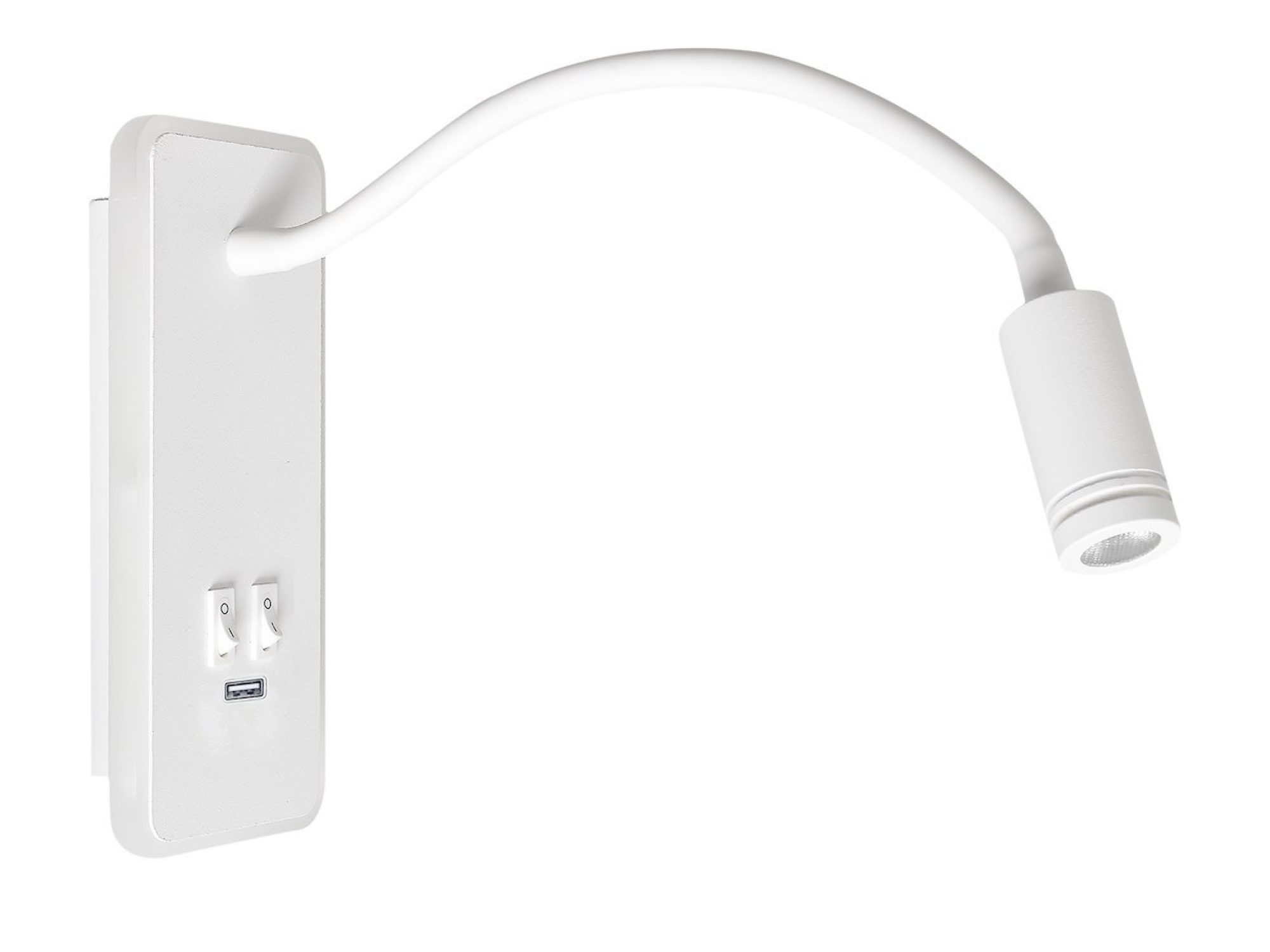 Kinkiet Neridona biały 20 cm z elastycznym ramieniem i USB