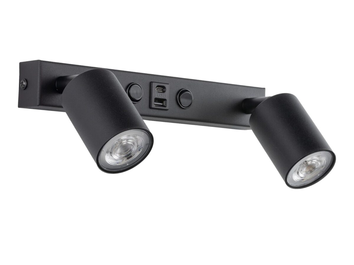 Kinkiet Nex USB 2-punktowy z reflektorami GU10
