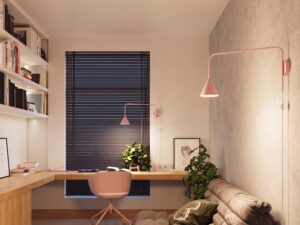 Miniaturka 5 - Kinkiet NOREN różowy w aranżacji domowego biura
