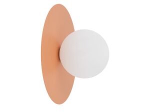 Miniaturka 6 - Kinkiet Pixi G9 w kolorze łososiowy, biały kulisty klosz, produkt na białym tle