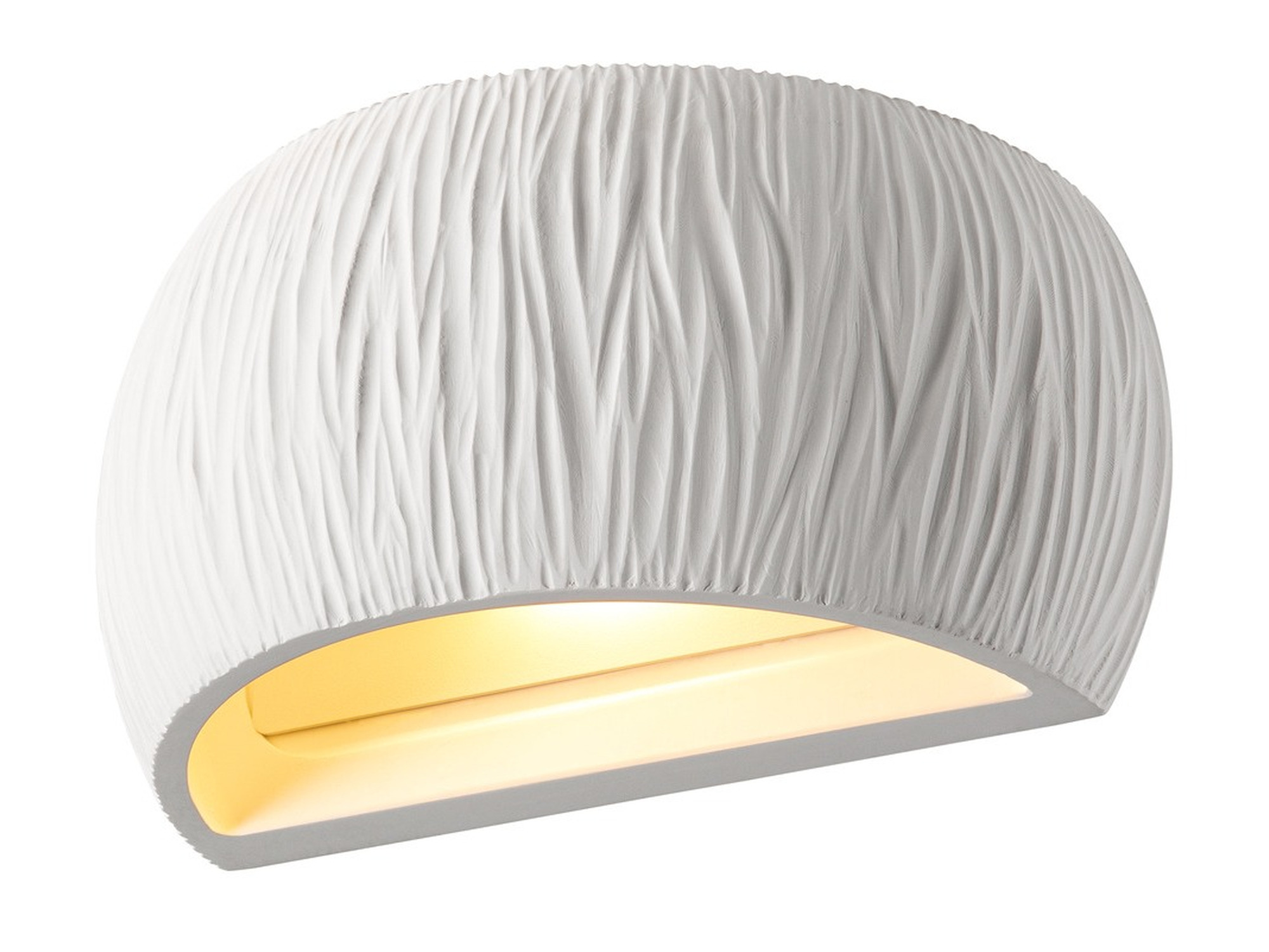 Biały kinkiet gipsowy Plastra WL Curved Curtain na jednolitym tle