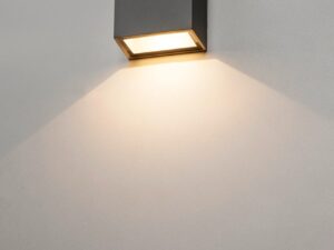 Miniaturka 5 - Antracytowy kinkiet Quad 1 LED z ciepłym światłem na ścianie