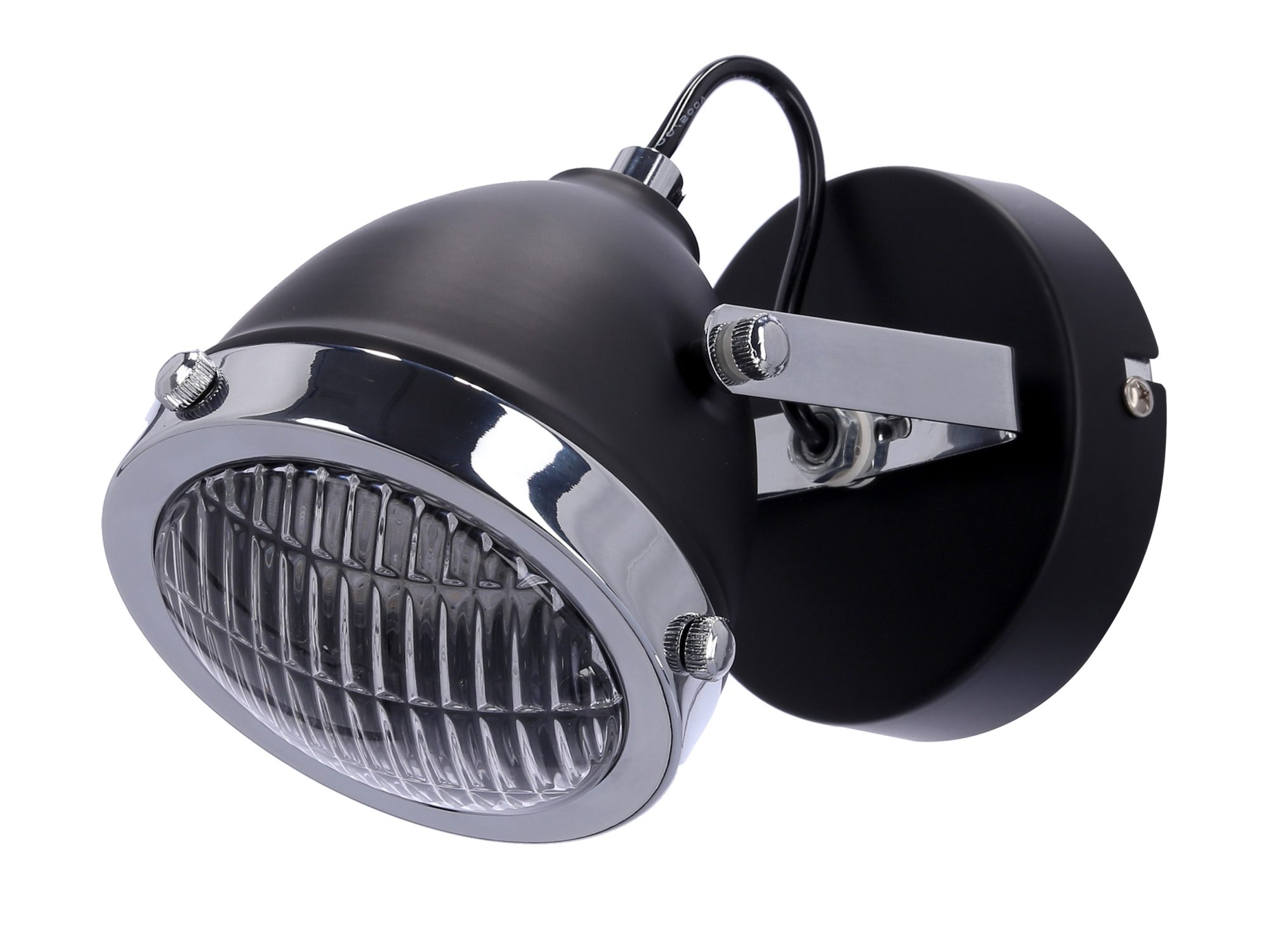 Lampa ścienna Ralodeta czarna oprawa i chromowane detale
