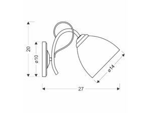 Miniaturka 1 - Rysunek wymiarowy kinkietu Revimia 20 na 27 cm