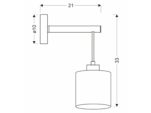Miniaturka 1 - Kinkiet Savilina czarno-beżowy na rysunku wymiarowym 33 cm