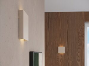 Miniaturka 27 - Kinkiet ścienny geometryczny Varello 15 cm beżowy na ścianie – zbliżenie