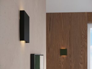 Miniaturka 37 - Kinkiet ścienny geometryczny Varello 15 cm czarny na ścianie – zbliżenie