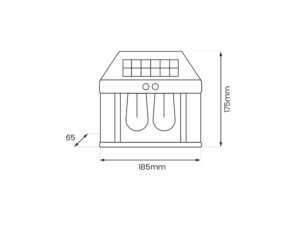 Miniaturka 5 - Rysunek wymiarowy kinkietu solarnego 18,5 na 17,5 cm