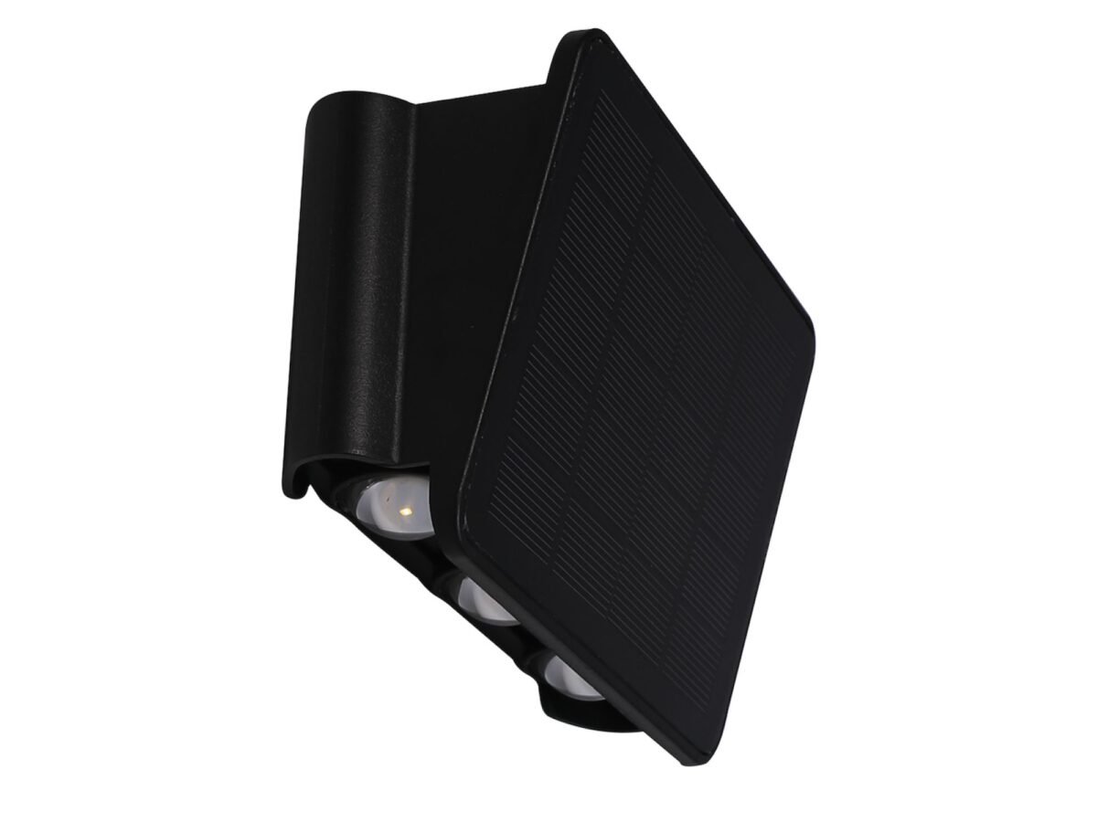 Kinkiet solarny LED 2 W 50 lm czarny z panelem skośnym