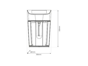 Miniaturka 5 - Kinkiet solarny LED – rysunek wymiarów 86 × 133 × 58 mm