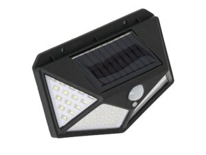 Miniaturka 1 - Czarny kinkiet solarny LED z panelem i czujnikiem ruchu
