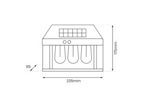 Miniaturka 5 - Potrójny kinkiet solarny LED – wymiary 235 × 175 × 65 mm