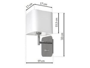 Miniaturka 4 - Wymiary białego kinkietu Solivio, 32 cm wysokości i 17 cm szerokości abażuru