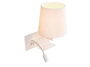 Miniaturka 2 - Kinkiet Somnila Flex LED biały z półką i ruchomym reflektorkiem, widok z boku