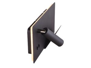 Miniaturka 3 - Detal czarnego kinkietu Somnila Spot LED z USB