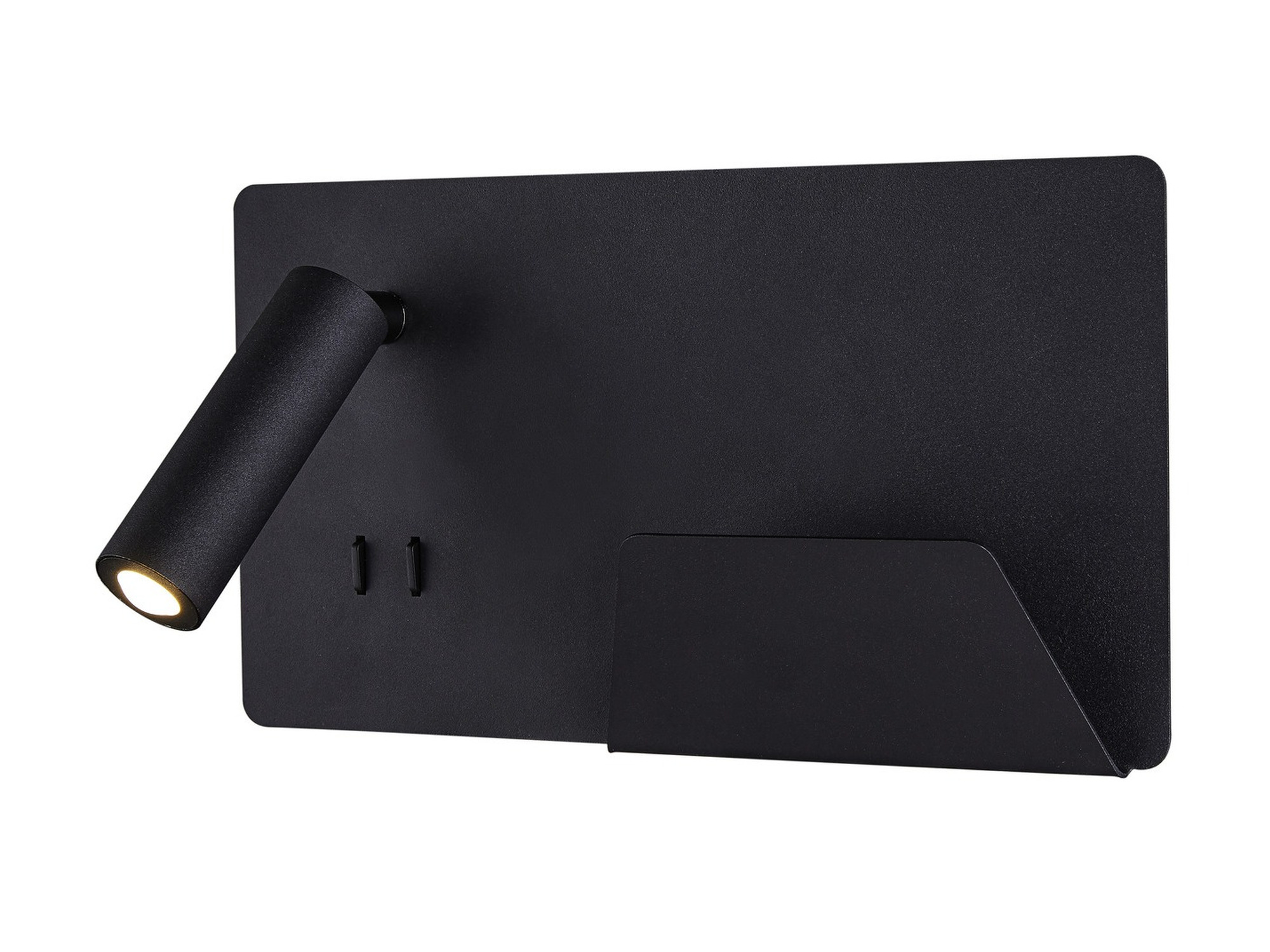 Czarny kinkiet Somnila Spot LED prawostronny z USB na białym tle