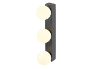 Miniaturka 6 - Czarny kinkiet Sun Mirror LED 46 cm z trzema kulistymi kloszami, widok główny