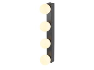 Miniaturka 5 - Czarny kinkiet Sun Mirror LED 64 cm z czterema kulistymi kloszami, widok główny